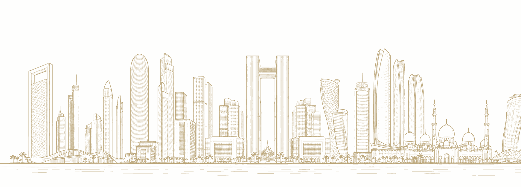 Line illustration of the Abu Dhabi skyline